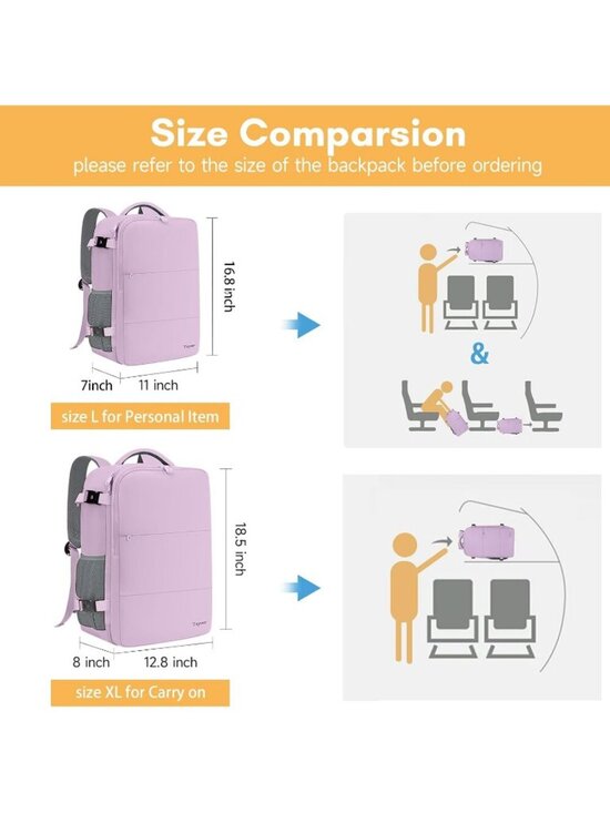 Women\'s Purple 15.6inch Laptop Mochila Flight Approved Daypack with Pocket main image 7